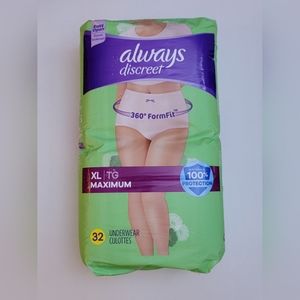 Always Discreet Maximum Protection Underwear - XL 32 Count